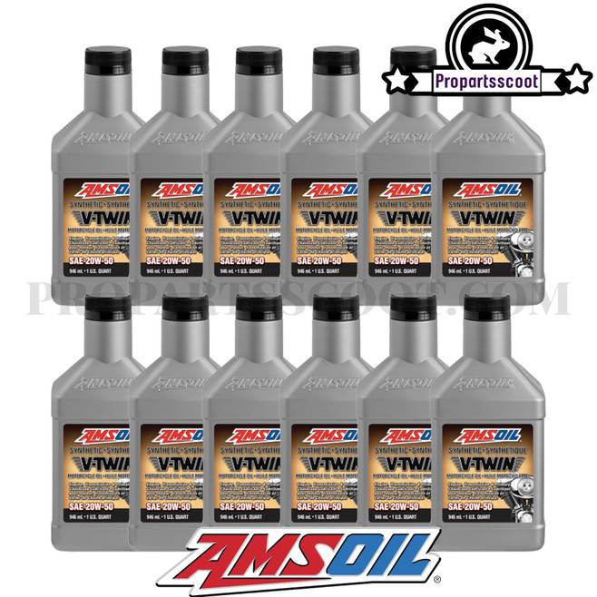 20W-50 Synthetic Amsoil V-Twin 4-Stroke Oil (Pack 12)