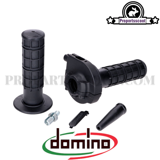 Throttle Grip Set Domino Black for 22mm Handlebar (Universal)