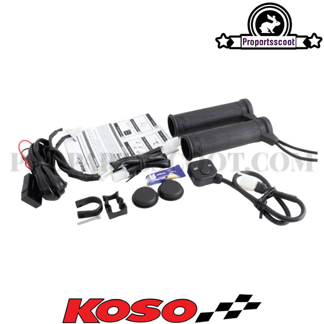 Heated Grips Kit Koso Black for scooters, motorcycles 130mm