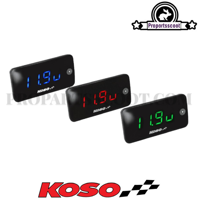 Koso Super Slim Digital Touch-Screen Volt & Temperature Meter (Blue Or Red Or Green)