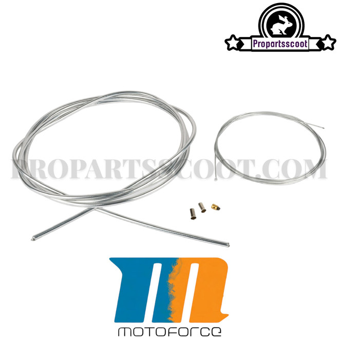 Throttle Cable Kit Universal MotoForce Racing Chrome (1.2mm x 2 Meters)