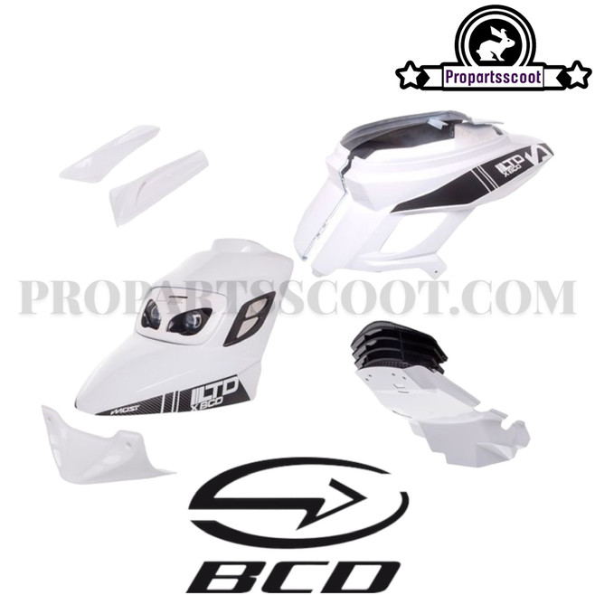 BCD V1 Limited X Most Fairing Kit White and Carbon for Yamaha Booster 2004+ (9PCS)