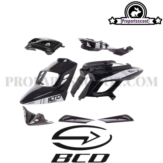 BCD V1 Limited X Most Fairing Kit Black and White for Yamaha Booster 2004+ (9PCS)