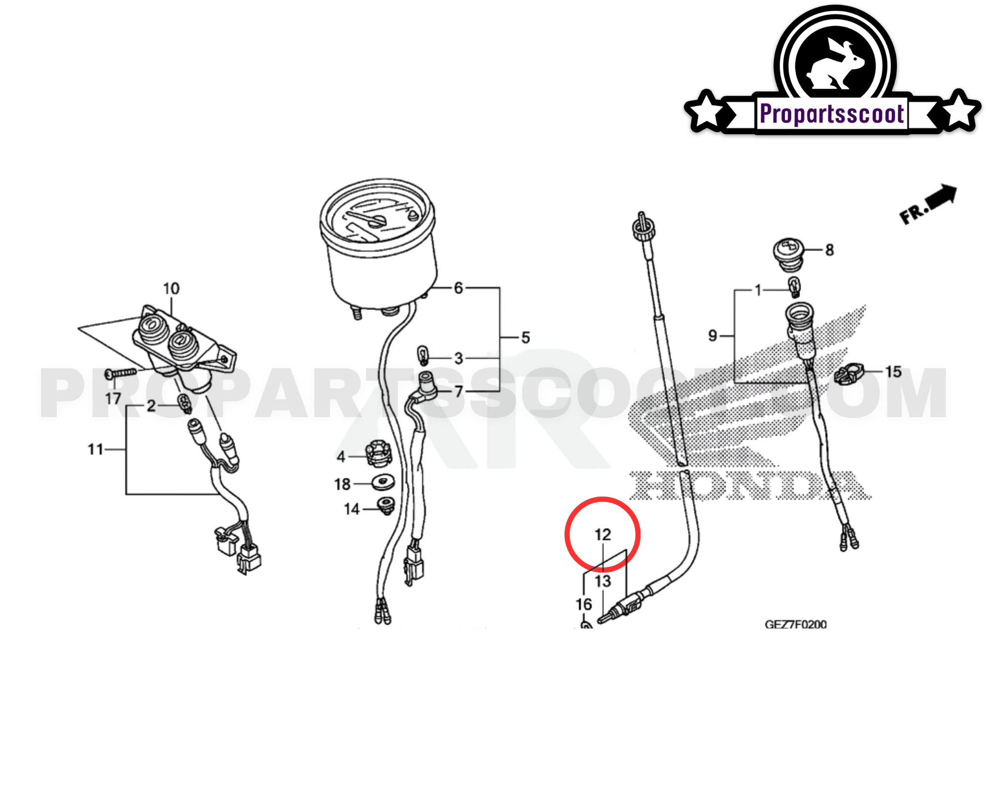 Speedometer Cable for Honda Ruckus 50cc 4T