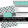 turquoise and gray printable recipe binder kit pdf