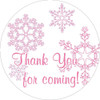 2 inch round thank you stickers for winter snowflake theme party pink girls