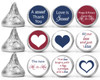 navy and burgundy labels wedding favors for hershey kiss chocolate candy