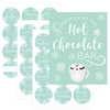 mint hot chocolate bar sign and stickers