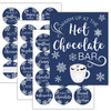 navy hot cocoa bar sign and stickers