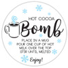 blue snowflake hot chocolate cocoa bomb direction labels for product packaging