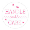 pink hearts handle with care stickers cute small business product package mail labels