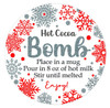 red silver hot cocoa bomb instruction stickers snowflake packaging