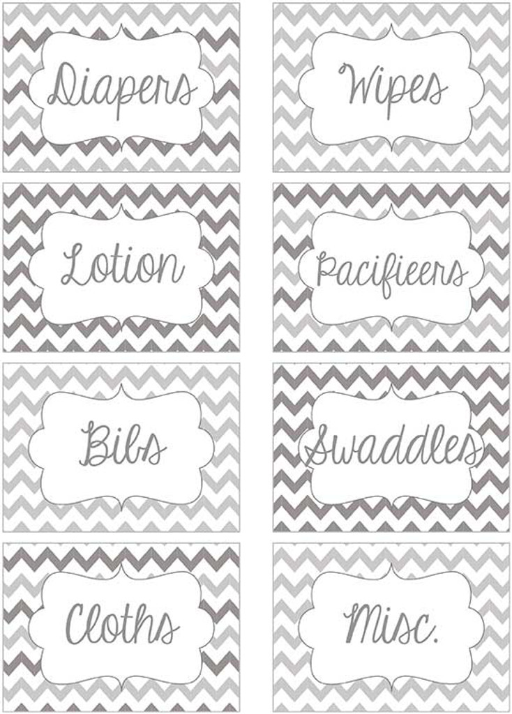 gray chevron printable nursery drawer labels