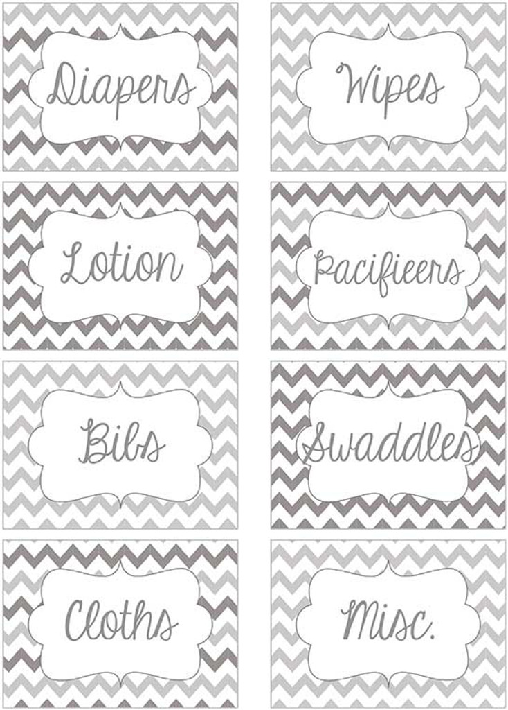 labels printable drawer chevron nursery gray printables diy