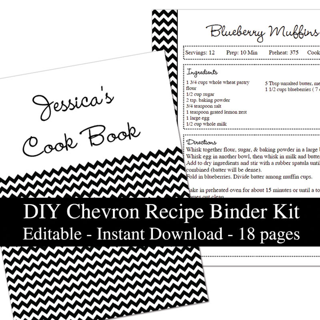 Recipe Binder Printable Bundle Instant PDF Digital Download 