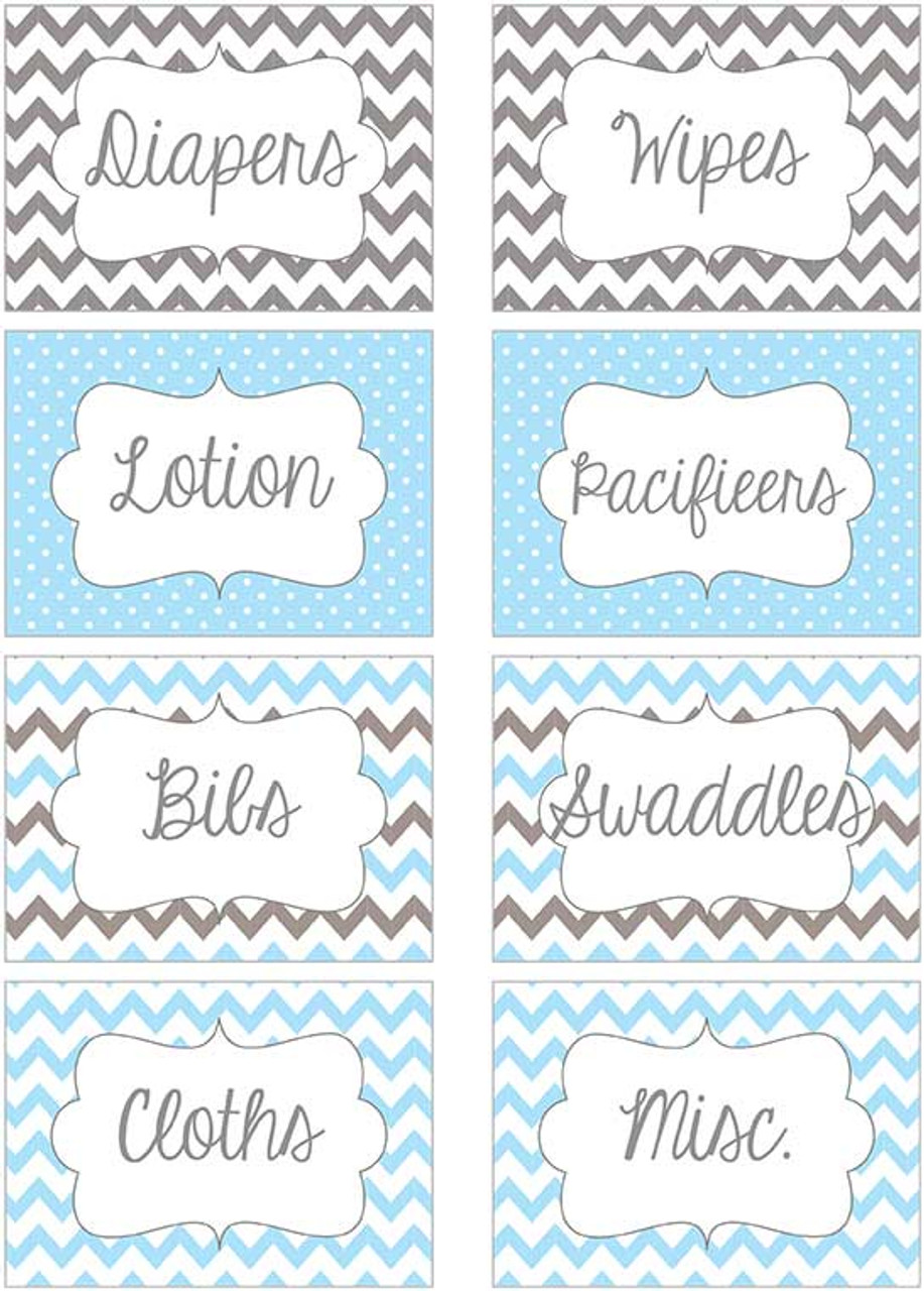 light blue gray chevron printable nursery drawer labels digitaldoodlebug