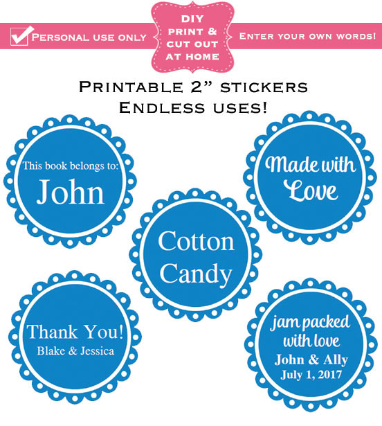 Product label printable 2" round sticker template editable PDF