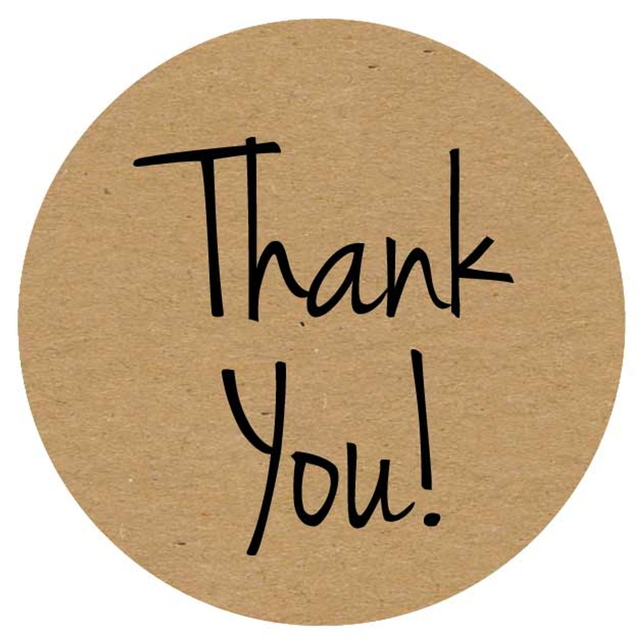 Thank You Kraft Stickers Round Labels, Handwriting Font Style