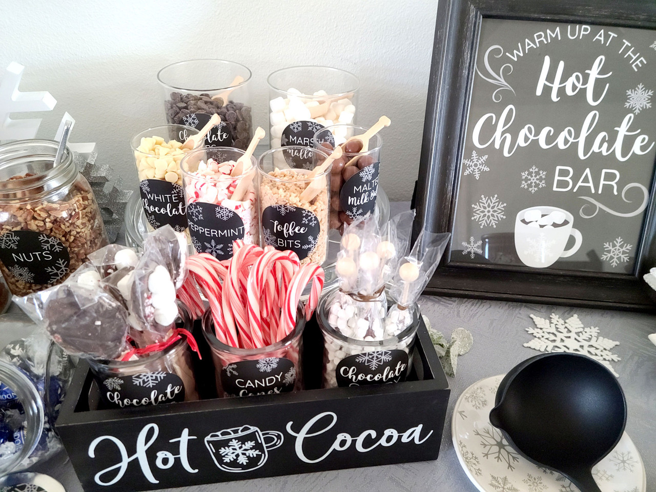 Hot cocoa bar kit 2.5 labels + 8x10 paper sign
