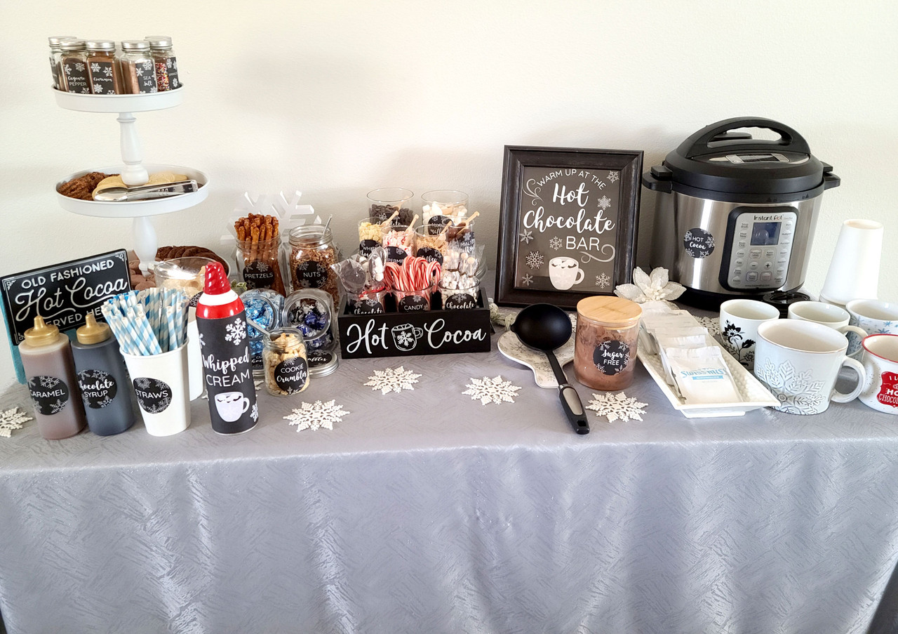 Hot cocoa bar kit 2.5 labels + 8x10 paper sign for Wedding party