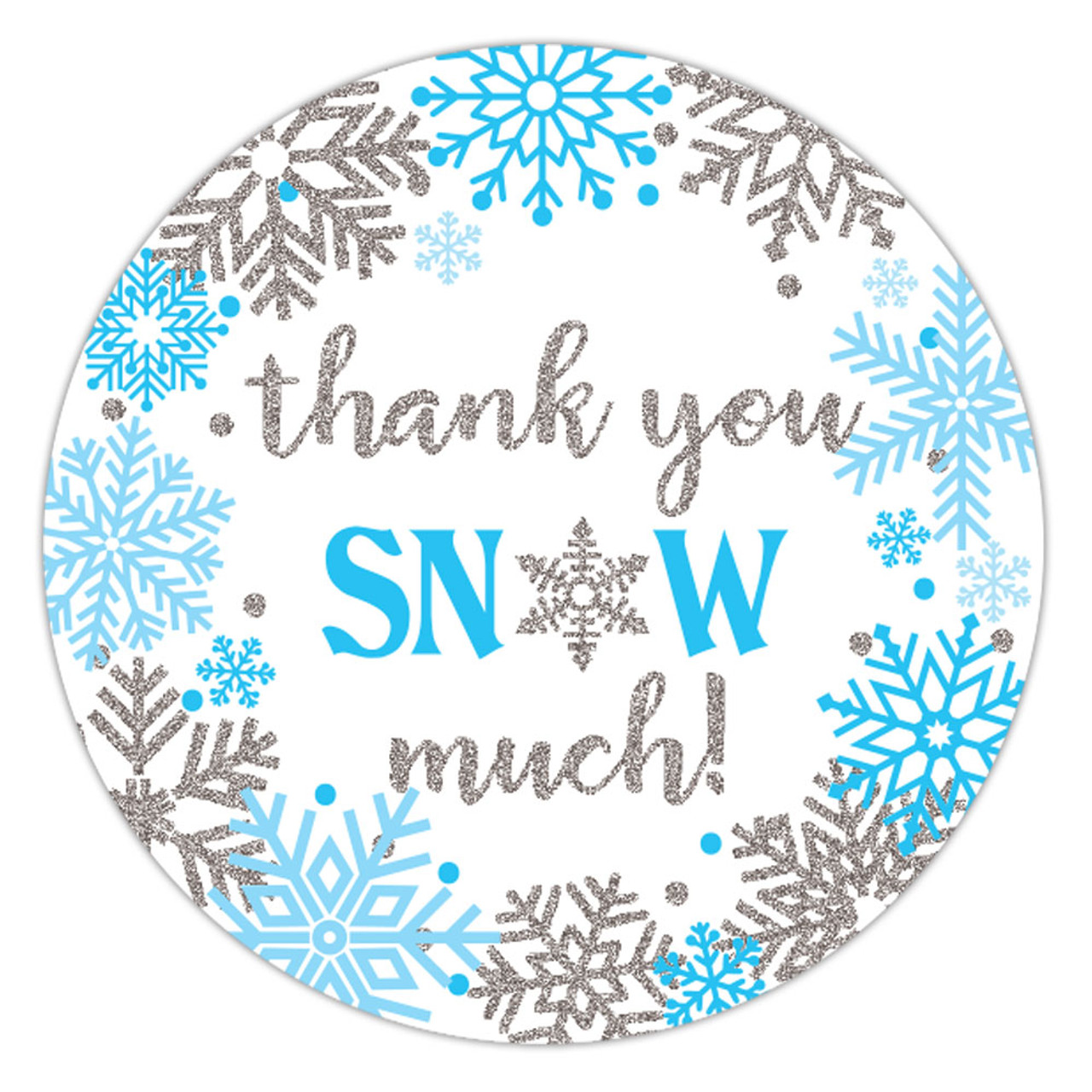 1.9 Inch Snowflake thank you stickers blue 20 labels