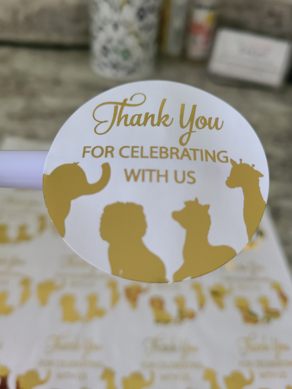 Gold foil stickers DIY safari baby shower favors 1.9 labels