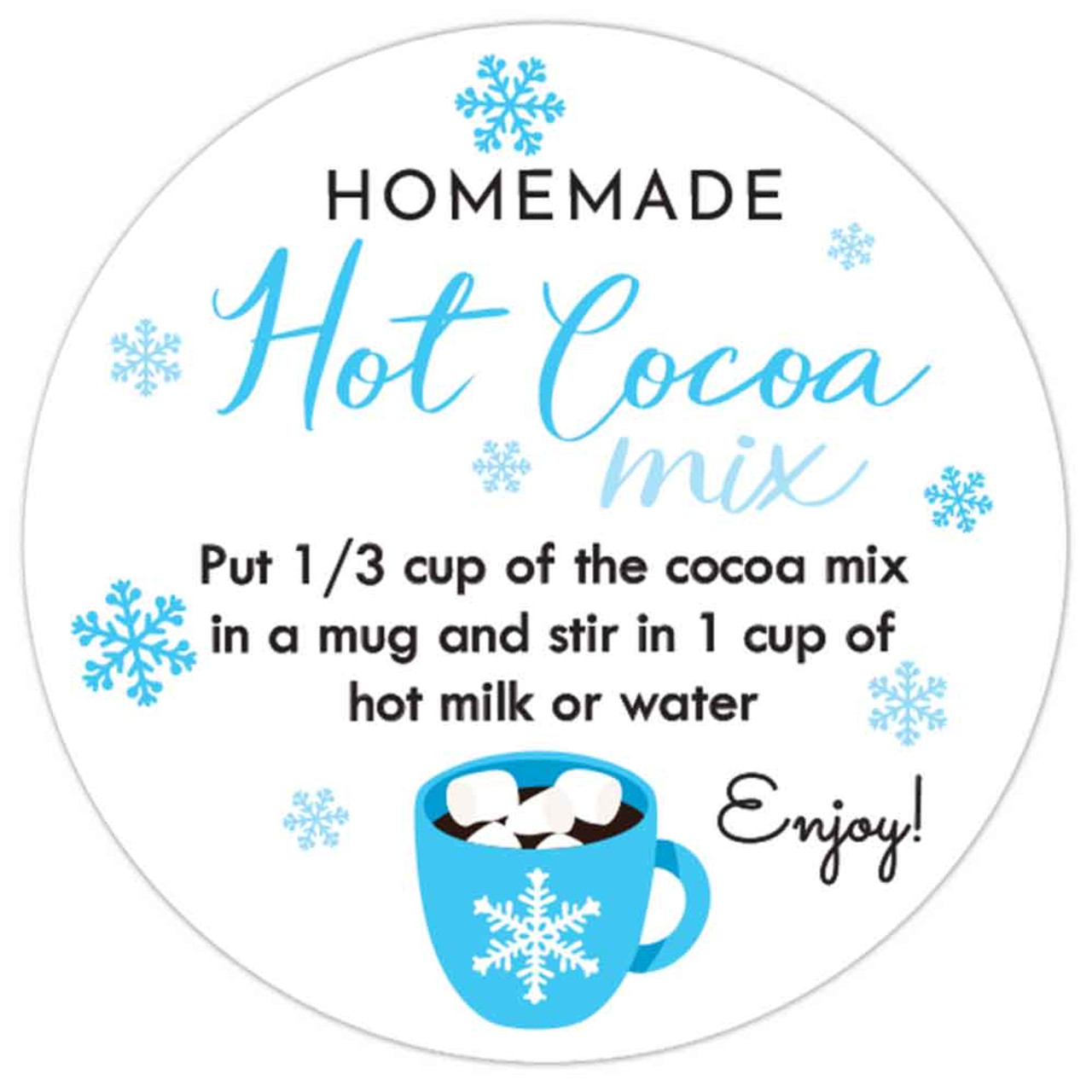Hot cocoa bar kit 2.5 labels + 8x10 paper sign for Wedding party