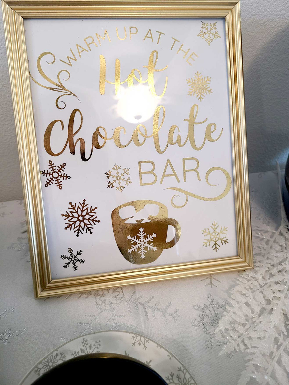 Hot cocoa bar kit 2.5 labels + 8x10 paper sign for Wedding party