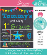 First day of school printable poster for boys