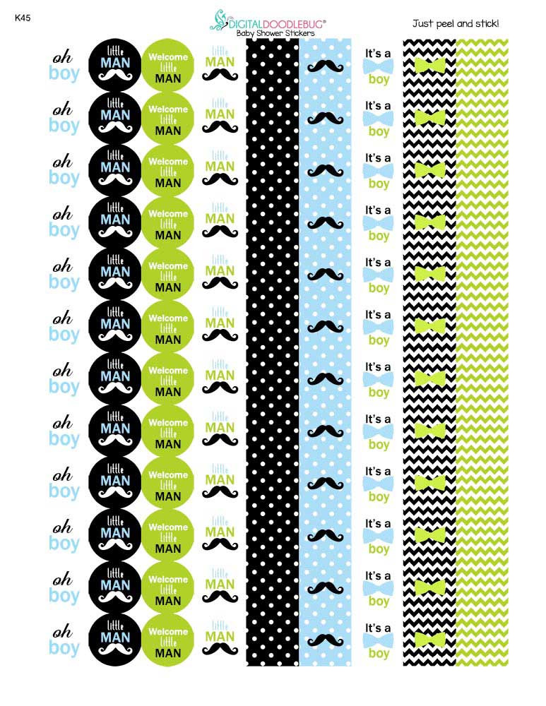 Diy Little Man Baby Shower Favors Mustache Labels Chocolate Candy
