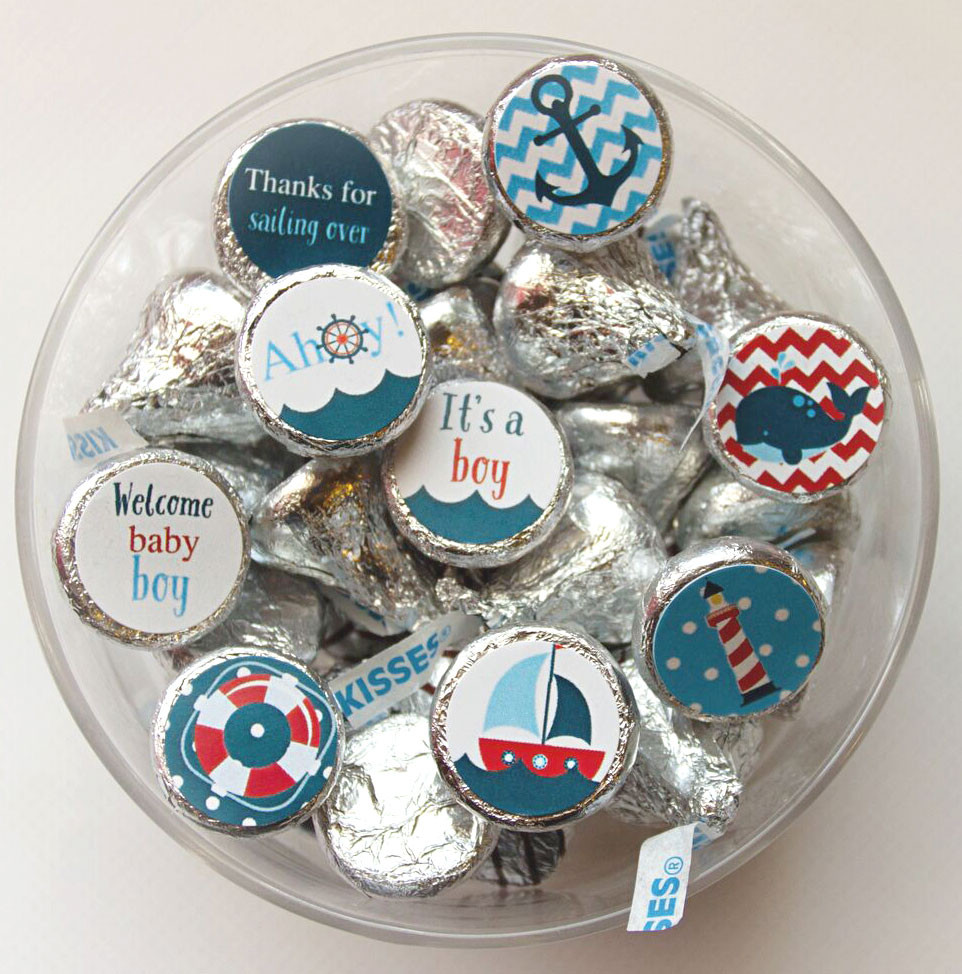 Diy Blue Navy Nautical Theme Baby Shower Favors For Boy Mini Candy Stickers
