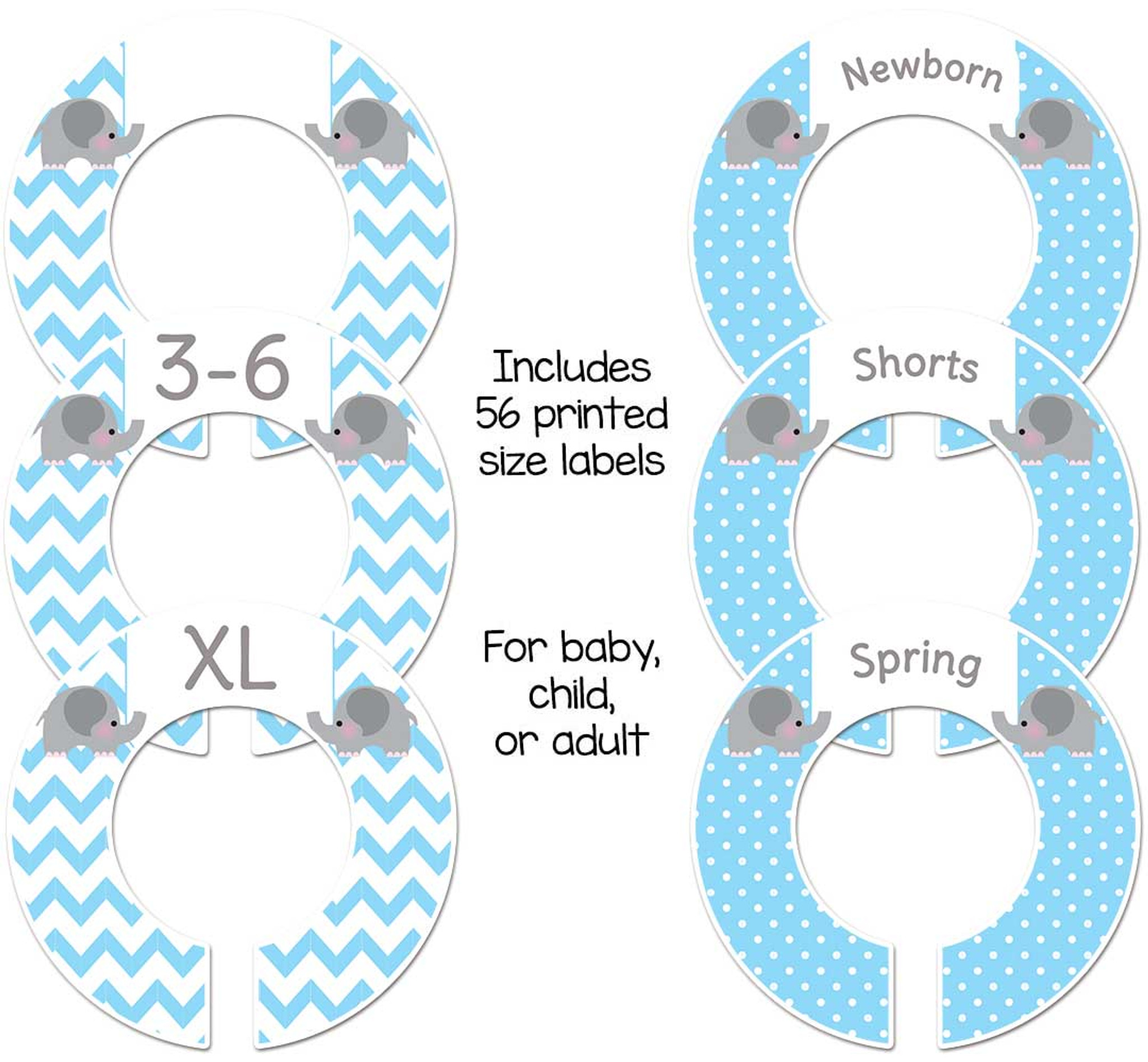 1 5 Rods Blue Gray Elephant Baby Closet Size Dividers Clothing