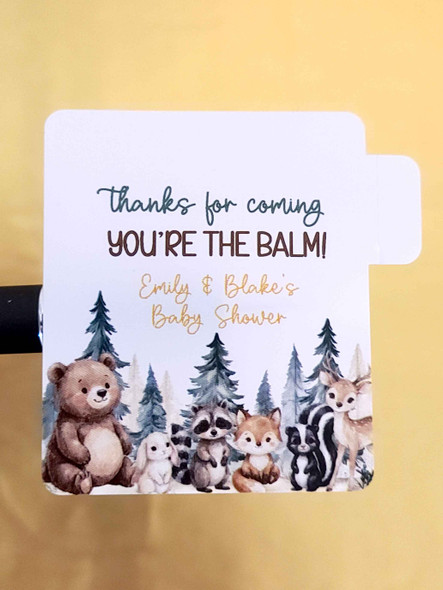 thanks for coming lip balm stickers wooldand favors for baby shower