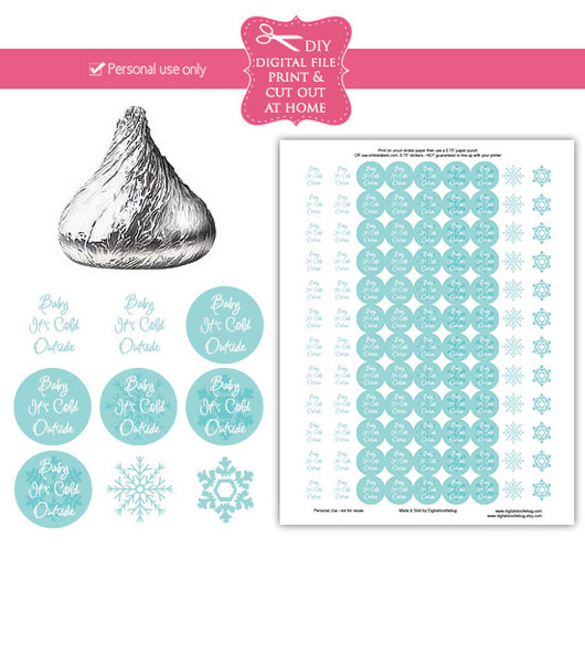 Baby it's cold outside Printable shower stickers