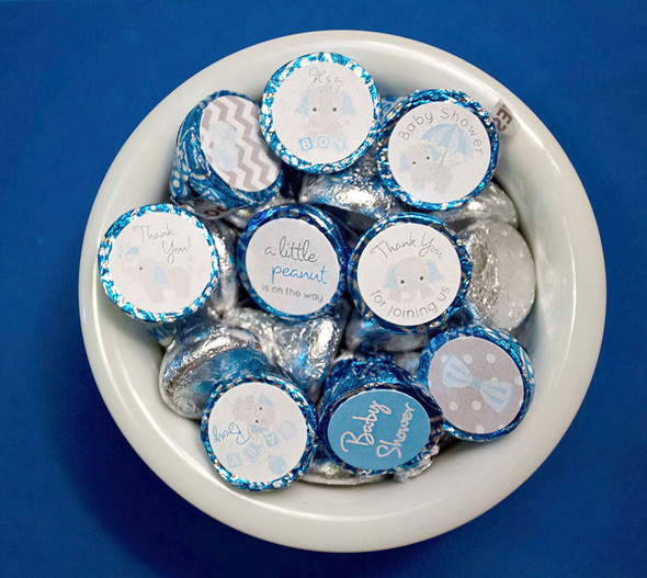 Blue elephant theme boys baby shower favors DIY