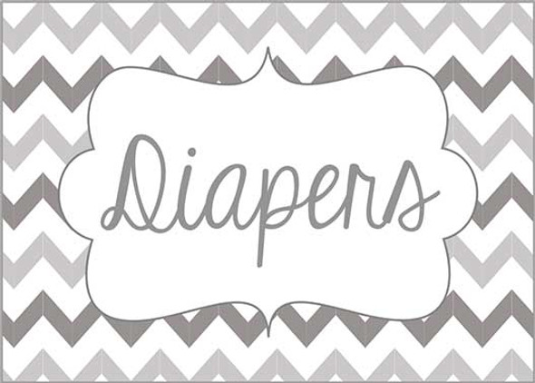 Gray chevron printable nursery drawer labels