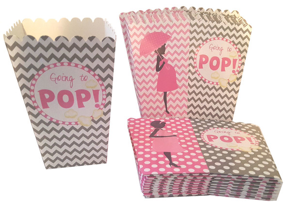 Going to pop 12 Popcorn Treat Boxes Baby Shower Favors