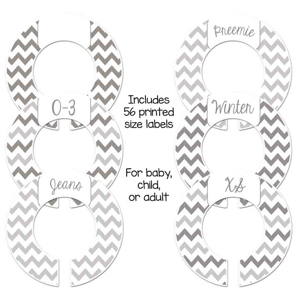 Gray chevron baby closet rod dividers make a great gender neutral shower gift or use for adult clothing.