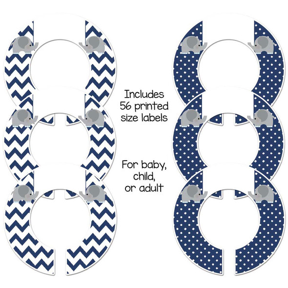 Navy blue and gray baby closet dividers for a boys baby shower gift.