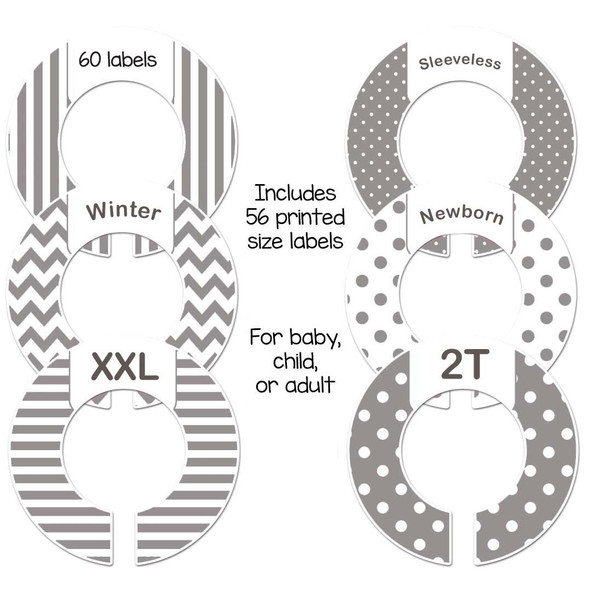 Gray closet dividers for a baby shower gift or organizing adult closet