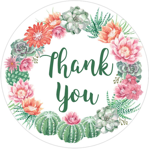 Thank you cactus stickers DIY baby shower or wedding favors western theme