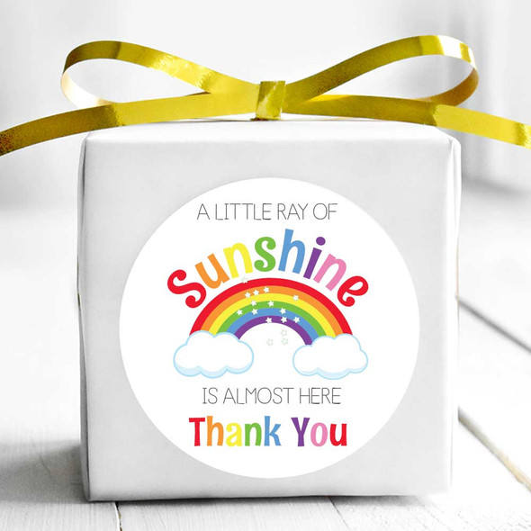 Rainbow thank you baby shower favor stickers