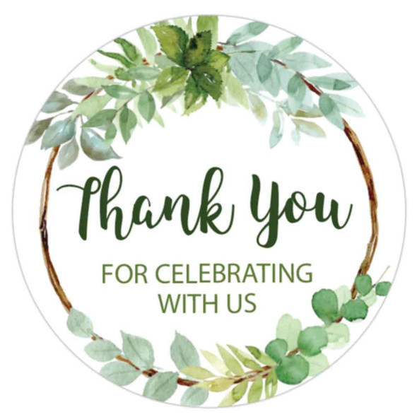 thank you for celebrating with us greenery labels