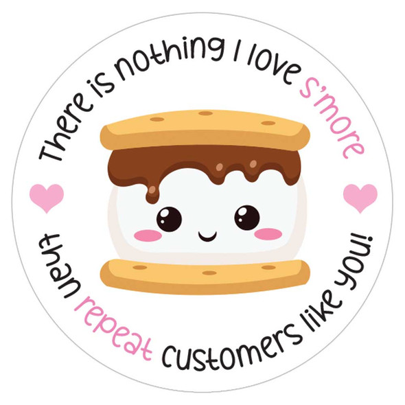 repeat customer appreciation stickers s'more cute small business product packaging labels