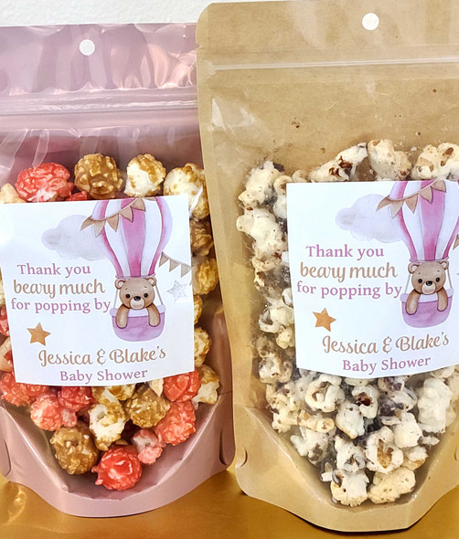 personalized teddy bear baby shower favors stickers and treat bags DIY kit