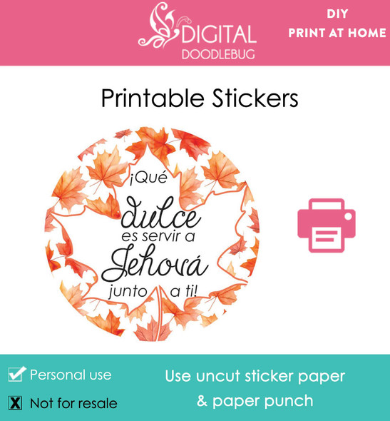 printable stickers spanish jw pioneer gift maple leaf how sweet it is to serve Jehovah with you