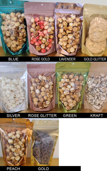 Colored gusset bags for DIY wedding favor snacks