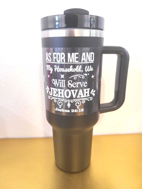 we will serve Jehovah Joshua 24:15 sticker for tumbler white black