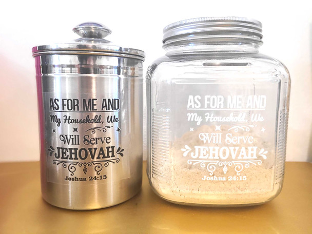 Sticker for kitchen container or glass jar we will serve Jehovah Joshua 24:15