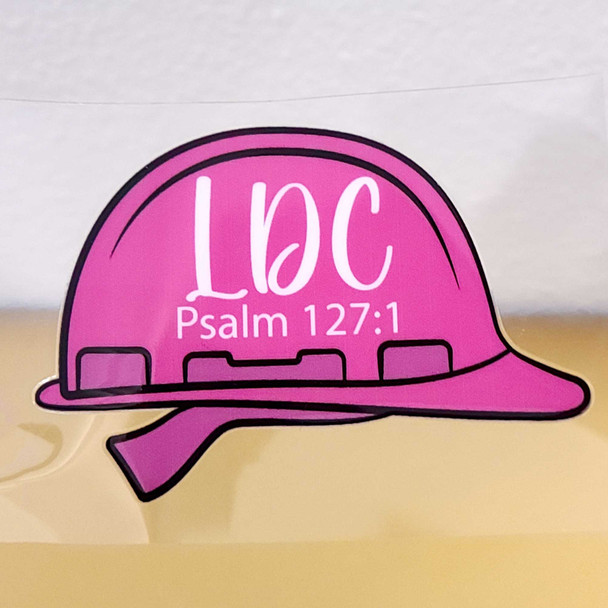 Pink hard hat sticker JW gift